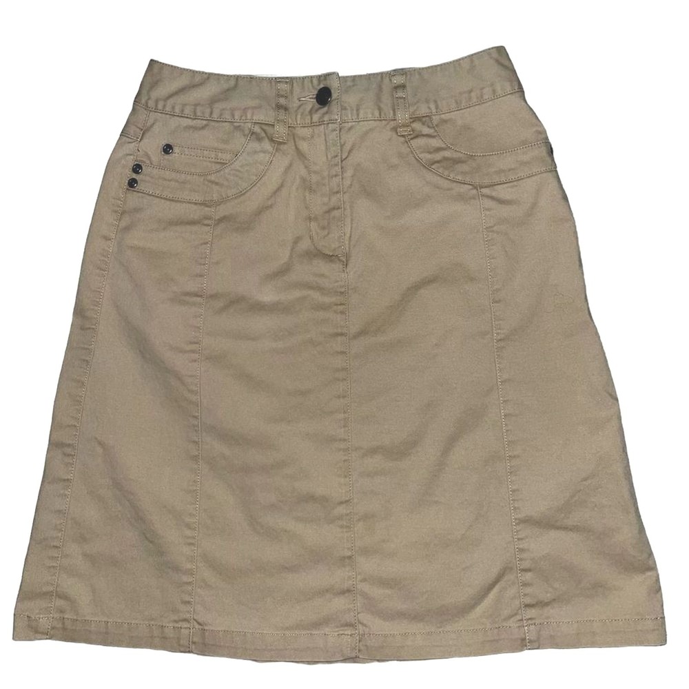 Talbots Petites Khaki A-Line Skirt Tan Stretch Cotton Workwear Size 2P